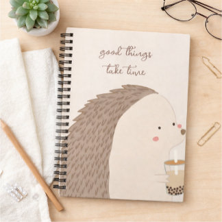 Good Things Take Time–Cute Hedgehog Inspirational Notitieboek