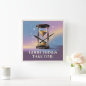 Good Things Take Time Vierkante Klok (Huis)