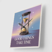 Good Things Take Time Vierkante Klok (Hoek)