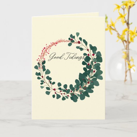 Good Tidings Holiday Wreath Kaart (Gele Bloem)