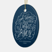 Good Tidings of Comfort & Joy Navy Foto Keramisch Ornament (Links)