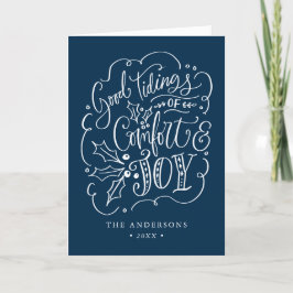 Good Tidings of Comfort & Joy Navy Non-Photo Feestdagen Kaart