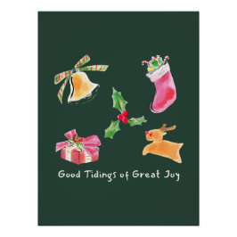 Good Tidings of Great Joy Holiday Illustration Perfect Poster