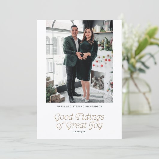 Good Tidings of Great Joy Photo Christmas Card Feestdagenkaart (Staand voorkant)