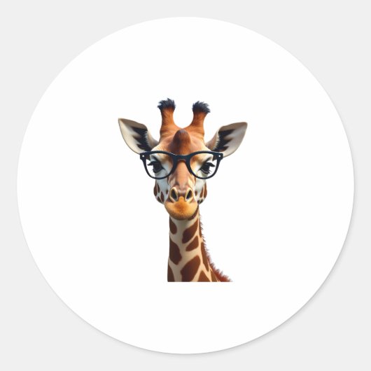 Good Time Hipster Giraffe T-Shirt Men's Women's Ch Ronde Sticker (Voorkant)