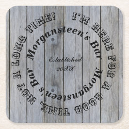 Good Time Wood Kijk Bar of Man Cave Name Kartonnen Onderzetters