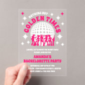 Good Times Groovy Pink Bachelorette Party Acryl Uitnodigingen (Insitu (Draagbaar))