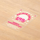 Good Times Groovy Pink Bachelorette Party Acryl Uitnodigingen (Laagn)