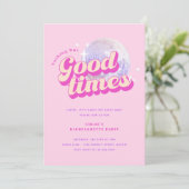 Good Times Groovy Pink Bachelorette Party Kaart (Staand voorkant)