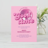 Good Times Groovy Pink Bachelorette Party Kaart (Staand voorkant)