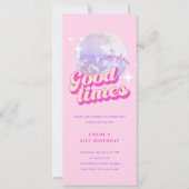 Good Times Groovy Pink Birthday Party Invitation Kaart (Voorkant)
