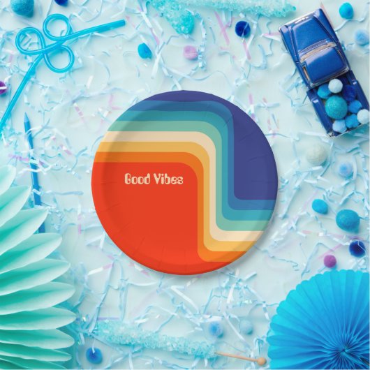  Good Vibes 70s Ombre Papieren Bordje (Feest)