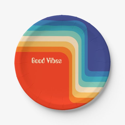 Good Vibes 70s Ombre Papieren Bordje (Voorkant)