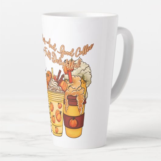 Good Vibes and Good Coffee Make Herfst Delightful Latte Mok (Rechterhoek)