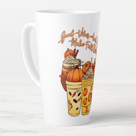 Good Vibes and Good Coffee Make Herfst Delightful Latte Mok (Linkerhoek)