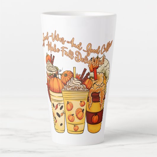 Good Vibes and Good Coffee Make Herfst Delightful Latte Mok (Voorkant)