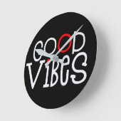 Good Vibes Bold Red White Typography Black Ronde Klok (Hoek)