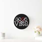 Good Vibes Bold Red White Typography Black Ronde Klok (Huis)
