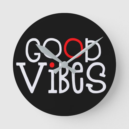 Good Vibes Bold Red White Typography Black Ronde Klok (Voorkant)