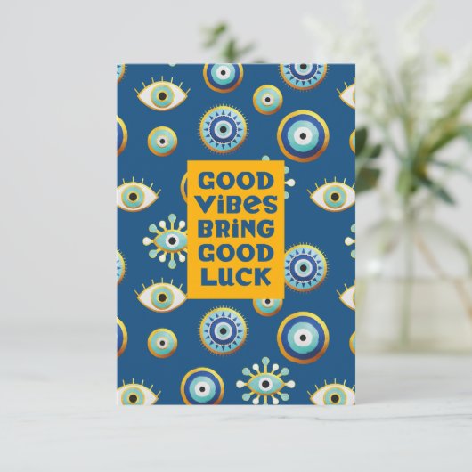 Good Vibes Breng Good Luck kwaadaardige kaart (Staand voorkant)