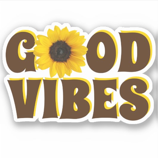 Good Vibes | Bright Sunflower Contour Sticker (Voorkant)