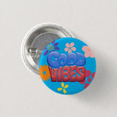 Good Vibes Bubble Letters & Hippy Flowers Ronde Button 3,2 Cm (Voorkant /achterkant)