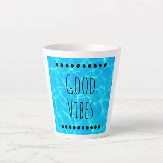 Good Vibes Clear Blue Pool Water Foto Latte Mok (Voorkant)
