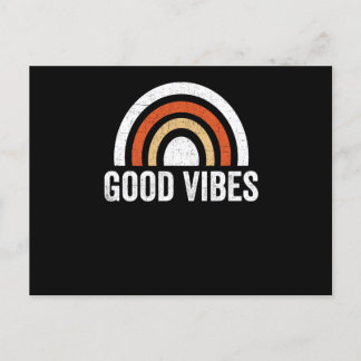 Good Vibes, Cool  retro rainbow T-Shirt Briefkaart