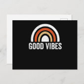 Good Vibes, Cool  retro rainbow T-Shirt Briefkaart (Voorkant / Achterkant)