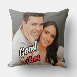 Good Vibes Couple Photo Throw Pillow Kussen