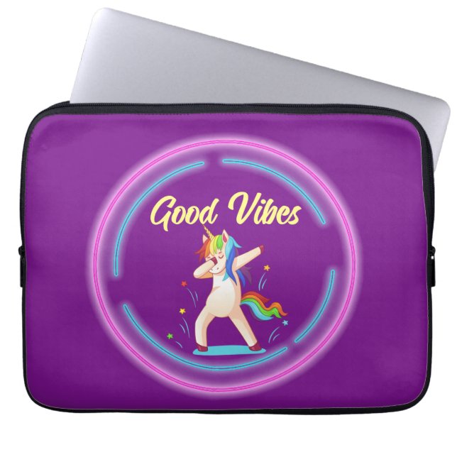 Good Vibes Eenhoorn Laptop Sleeve (Voorkant)