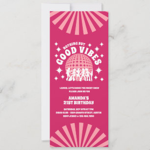 Good Vibes Groovy Magenta Birthday Party Kaart