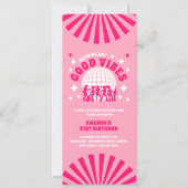 Good Vibes Groovy Pink Birthday Party Invitation Kaart (Voorkant)