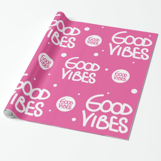 Good Vibes Handwriting (Kies uw eigen kleur) Cadeaupapier (Uitgerold)