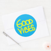 Good Vibes Handwriting (Kies uw eigen kleur) Ronde Sticker (Envelop)