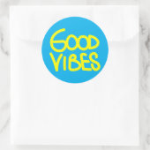 Good Vibes Handwriting (Kies uw eigen kleur) Ronde Sticker (Tas)