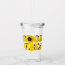 Good Vibes | Heldergeel zonnebloem Acryl Drinkbeker