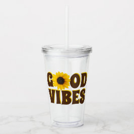 Good Vibes | Heldergeel zonnebloem Acryl Drinkbeker