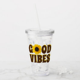 Good Vibes | Heldergeel zonnebloem Acryl Drinkbeker
