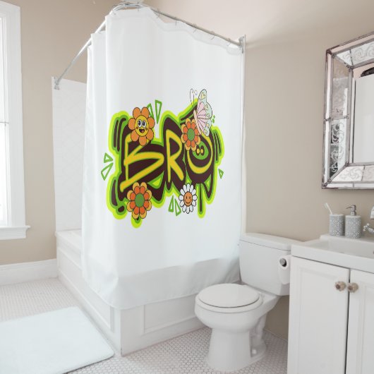 Good Vibes illustratie typografie Douchegordijn (In situ)