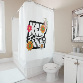 Good Vibes illustratie typografie Douchegordijn