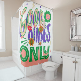 Good Vibes illustratie typografie Douchegordijn