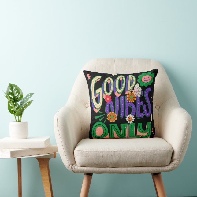 Good Vibes illustratie typografie Kussen (Stoel)