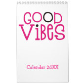 Good Vibes Motivatie Quotes Pink White 2022 Kalender (Hoes)