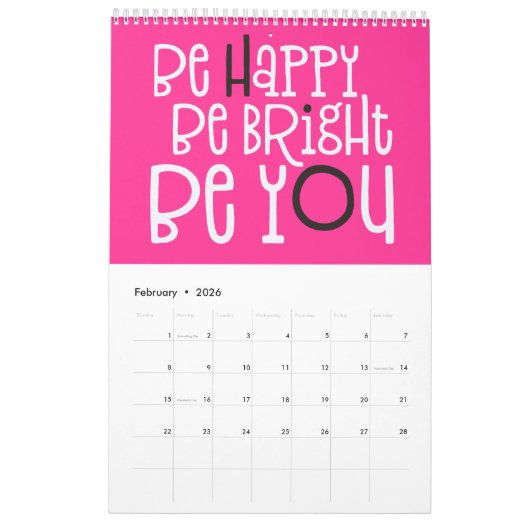 Good Vibes Motivatie Quotes Pink White 2022 Kalender (Feb 2026)