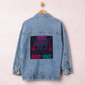 Good Vibes Neon Synthwave Graffiti Mural Denim Jacket (Hangar)