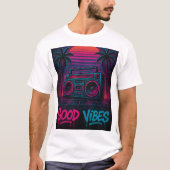 Good Vibes Neon Synthwave Graffiti Mural T-shirt (Voorkant)