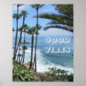 Good Vibes Ocean Palm Trees Sand Wall Poster (Voorkant)