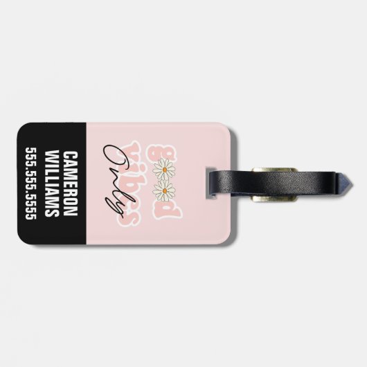 Good Vibes only 70's Hippie Slogan Bagagelabel (Achterkant horizontaal)