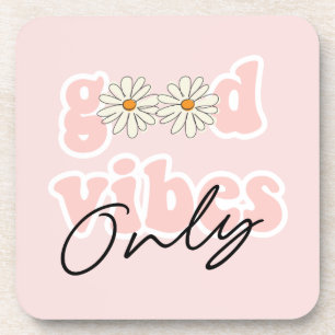 Good Vibes only 70's Hippie Slogan Bier Onderzetter